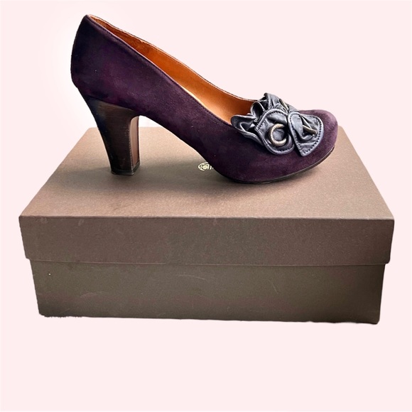 Chie Mihara Florena Platform Pump Floral Bow Grape heels $438 EU 39 US 9.5 - Picture 8 of 10